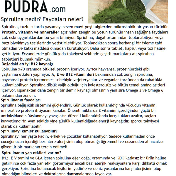Spirulina Chlorella Klorella Pudra.com Haberi